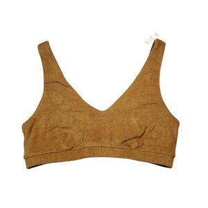 Aerie Offline Recharge Summer Lights Terry Sports Bra Size Large Brown Unlined